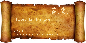 Plavsits Kardos névjegykártya